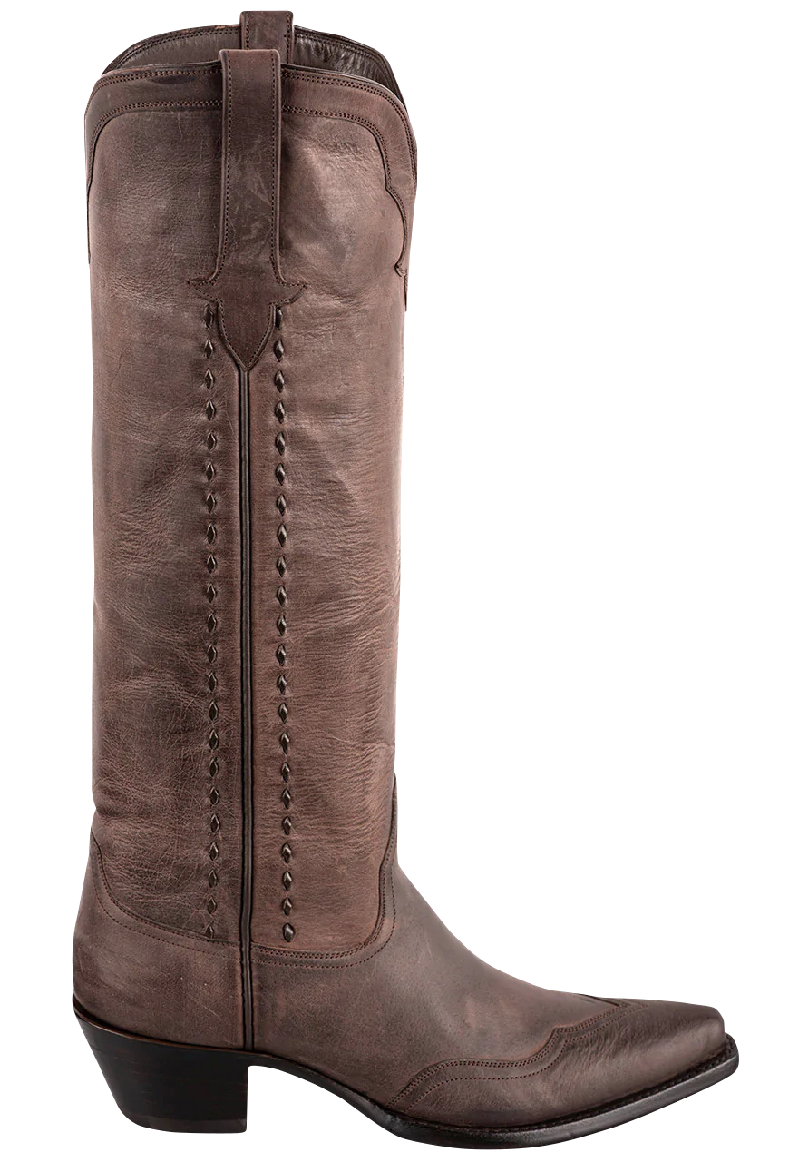 Stallion Women's Weathered Buffalo Calf Cowgirl Boots - Brown