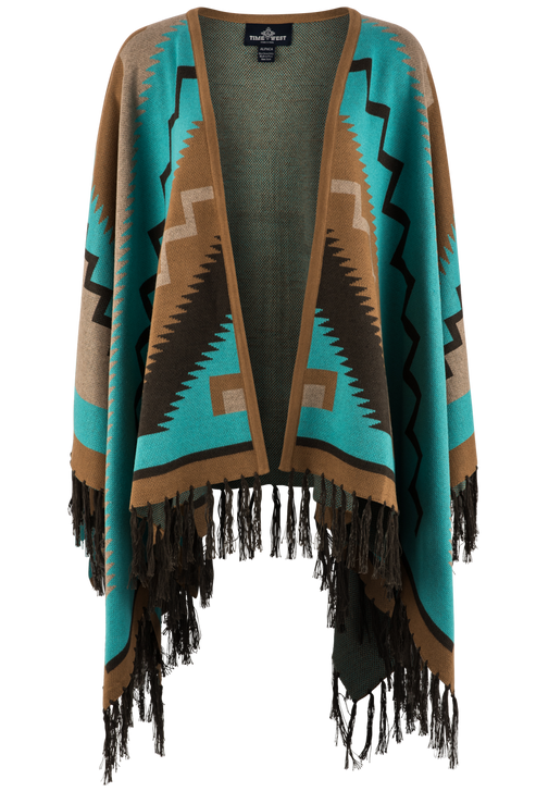 Time of the West Alpaca Cape in Turquoise