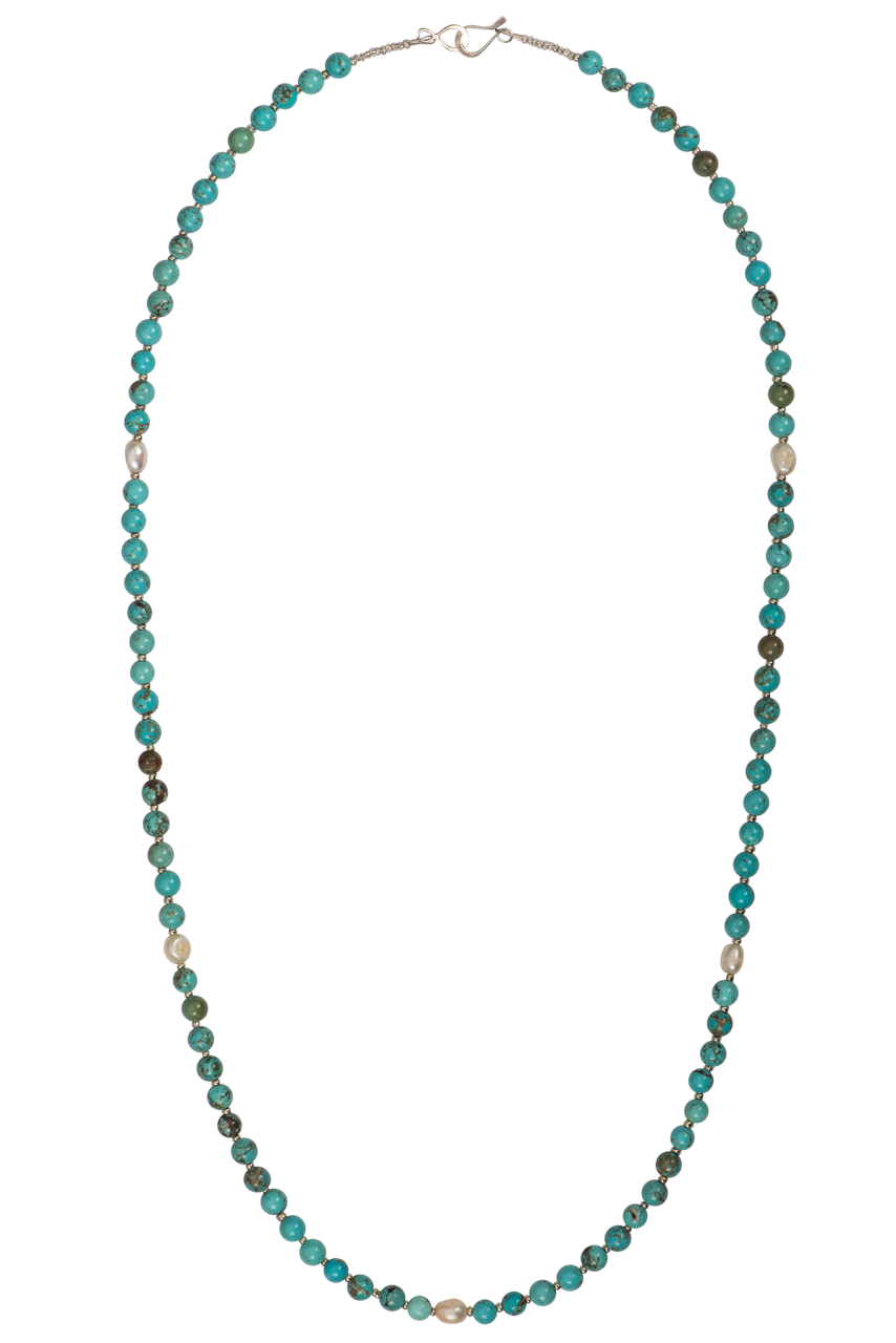 Ann Vlach Designs Long Turquoise & Pearl Necklace