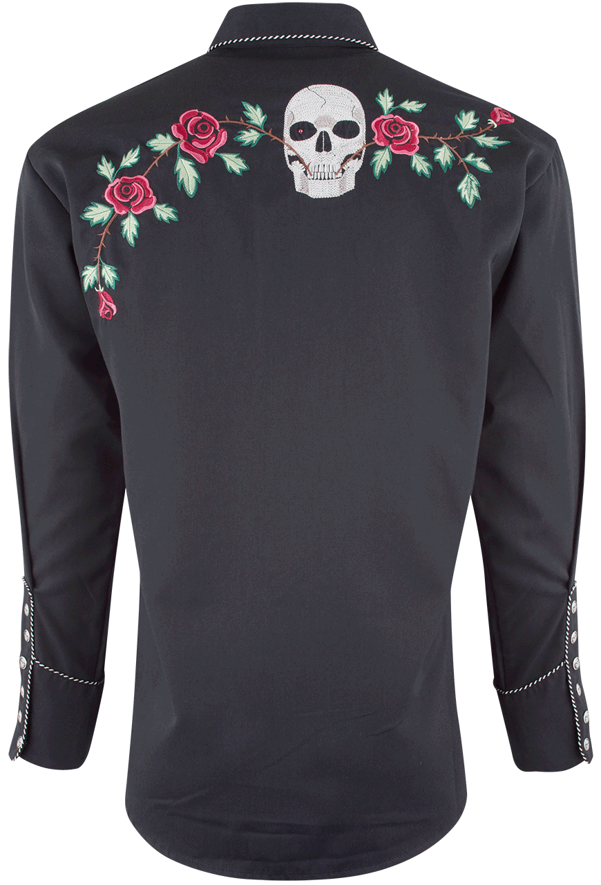 Scully Skull And Roses Pearl Snap Western Shirt Pinto Ranch 