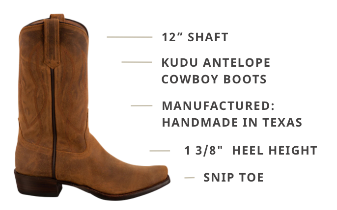 Rios of Mercedes Men's Light Brown Kudu Antelope Cowboy Boots | Pinto Ranch