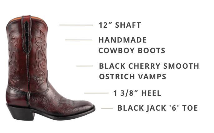 Black Ostrich Boots with Dice and Chips