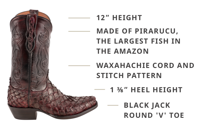 Men's Black Pirarucu Leather Boots- Red Shaft With Embroidery – Texas Boot  Ranch