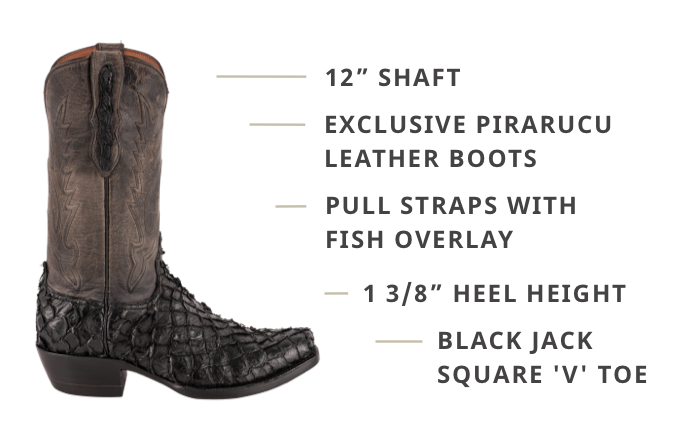 Black Jack Men's Exclusive Black Pirarucu Cowboy Boots | Pinto Ranch