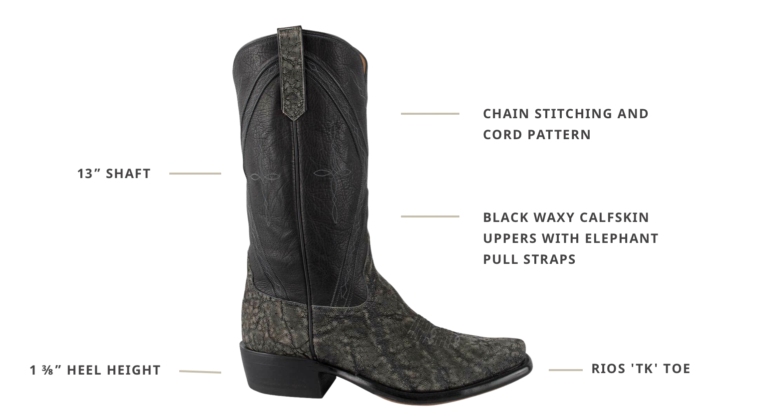 Rios of Mercedes Men's Safari Gray Granite Elephant Cowboy Boots ...