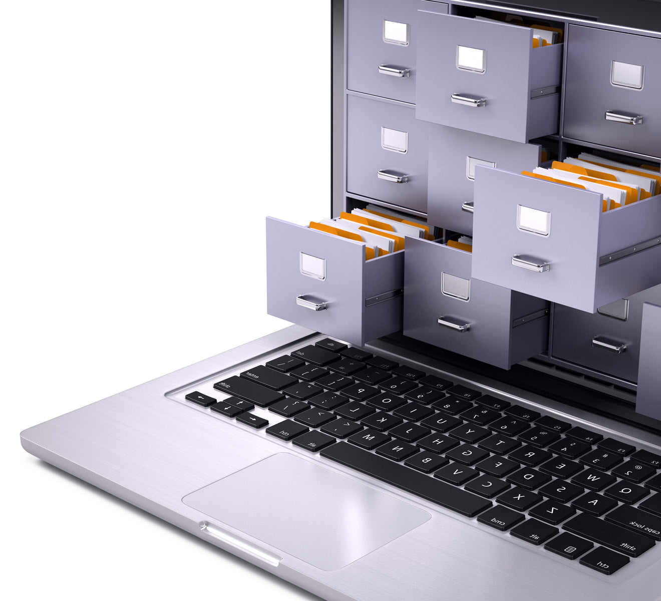 Image of a laptop showing as a data bank storage from executive image solutions