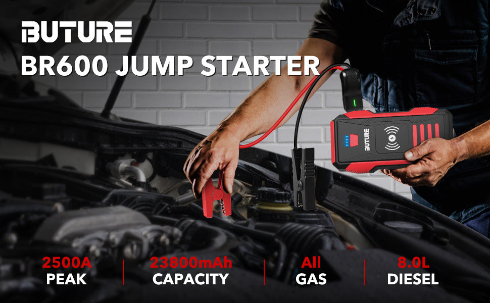 Buture Car Battery Jump Starter Portable Powerbank 2500A 23800mAh Car  Booster UP All Gas or 8.0L Diesel battery starting device
