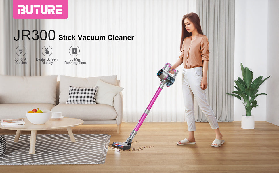 BuTure Cordless Vacuum Cleaner, 400W 33Kpa Powerful Stick Vacuum with 55min  Runtime Detachable Battery, …