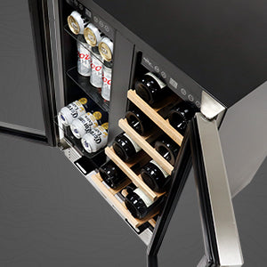 Koolatron 29 Bottle Dual Zone Wine Cooler, Black, 3 cu ft (86L) Compressor  Wine Fridge, Freestanding Wine Cellar, Red, White, Sparkling Wine Storage