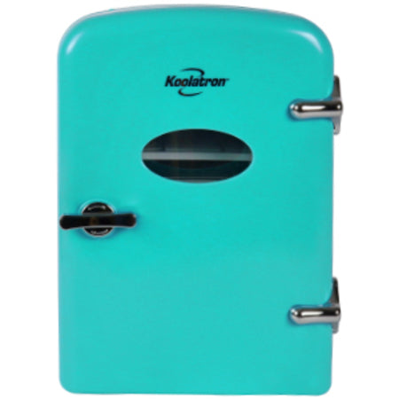 Koolatron 4L Retro Portable Mini Fridge w/ 12V DC and 110V AC Cords,Aqua