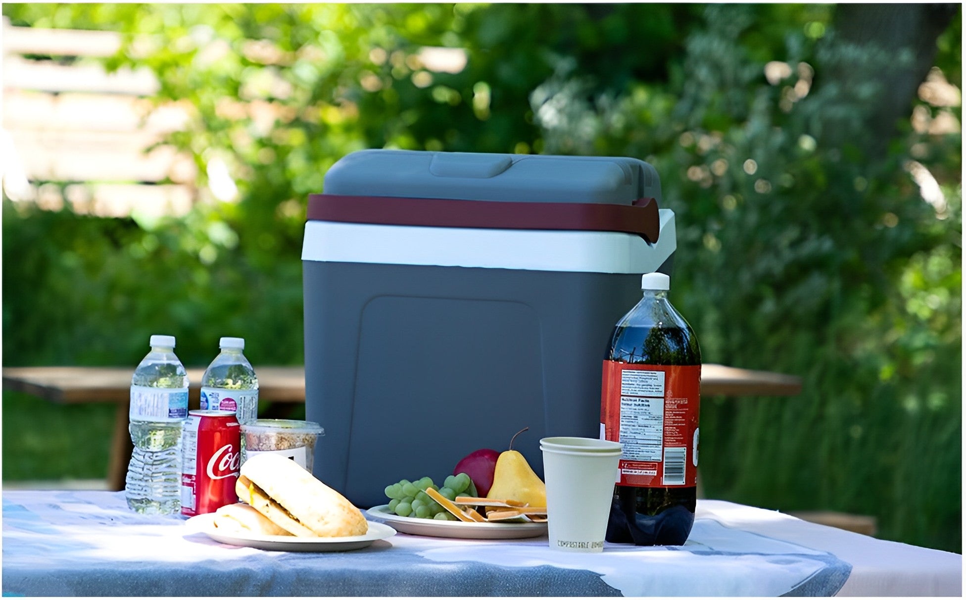 Koolatron - Fun Kool 26-Quart 12V Portable Cooler - Gray/Red