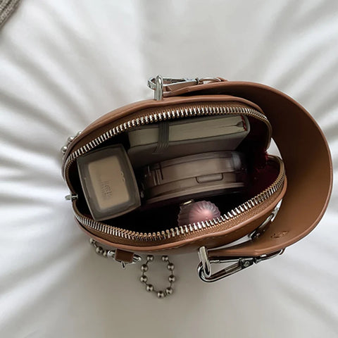 Designer Mini Shell Clutch - Fashionable Leather Crossbody Bag for Women