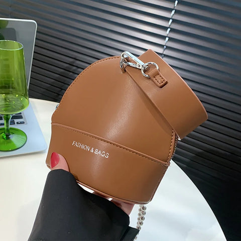 Designer Mini Shell Clutch - Fashionable Leather Crossbody Bag for Women