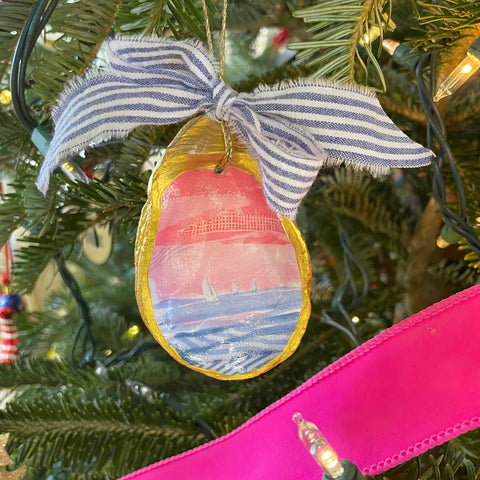 Coral Regatta Ornament on a Christmas Tree