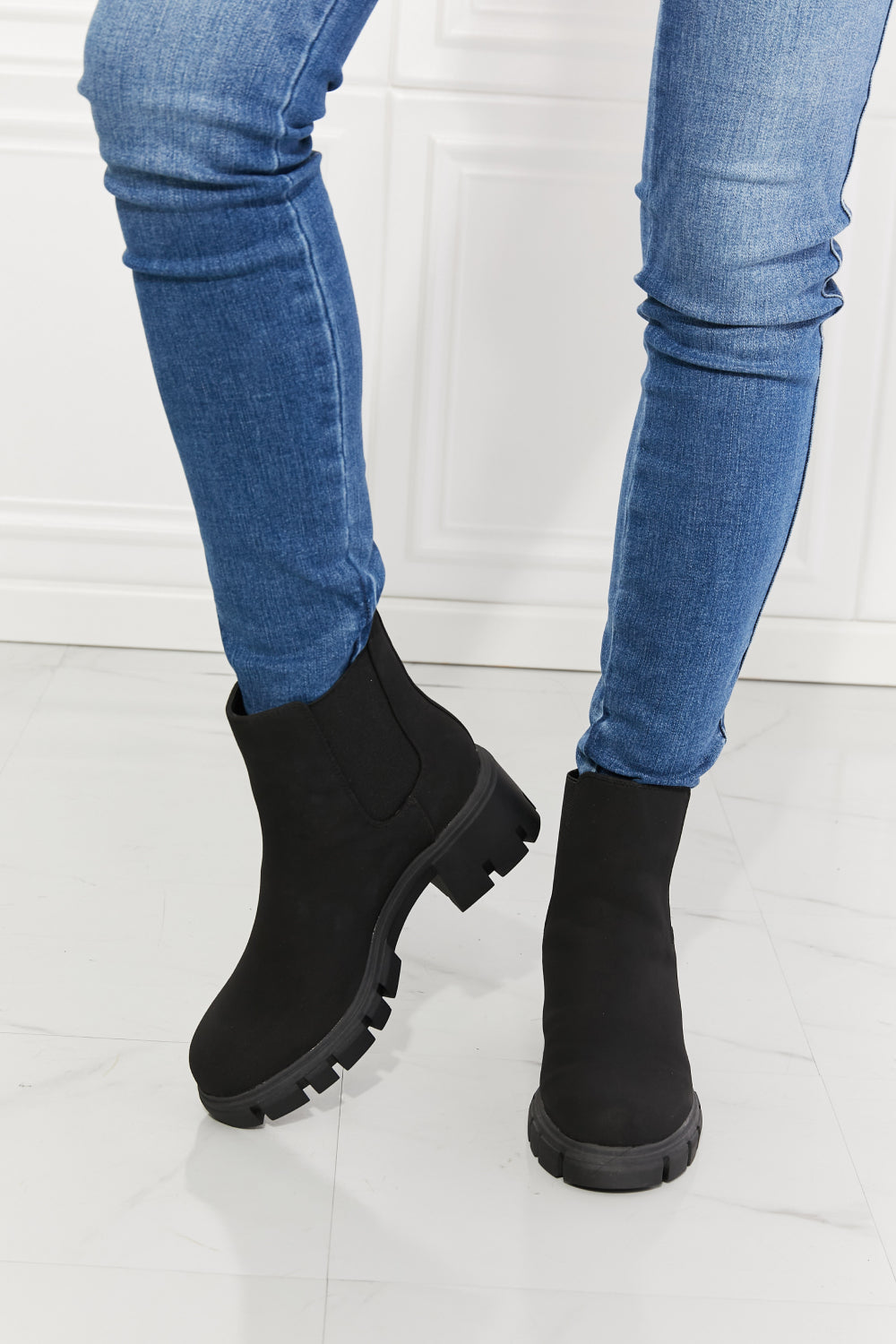 MMShoes Work For It Matte Lug Sole Chelsea Boots in Black – anconmall