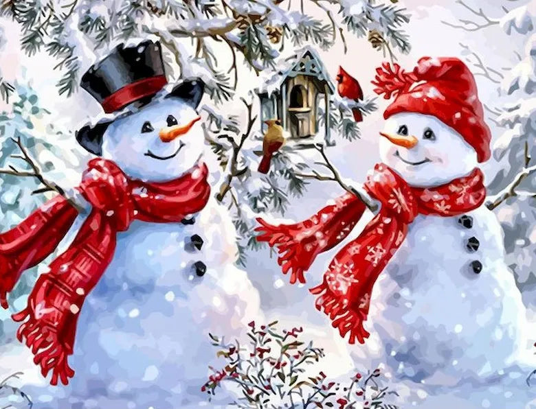 Christmas Snowman 'Happy Couples' Paint by Numbers Kit