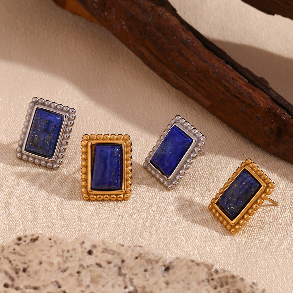 Fashion Quadrilateral Geometric Stainless Steel 18K Gold Plated Stud Earrings
