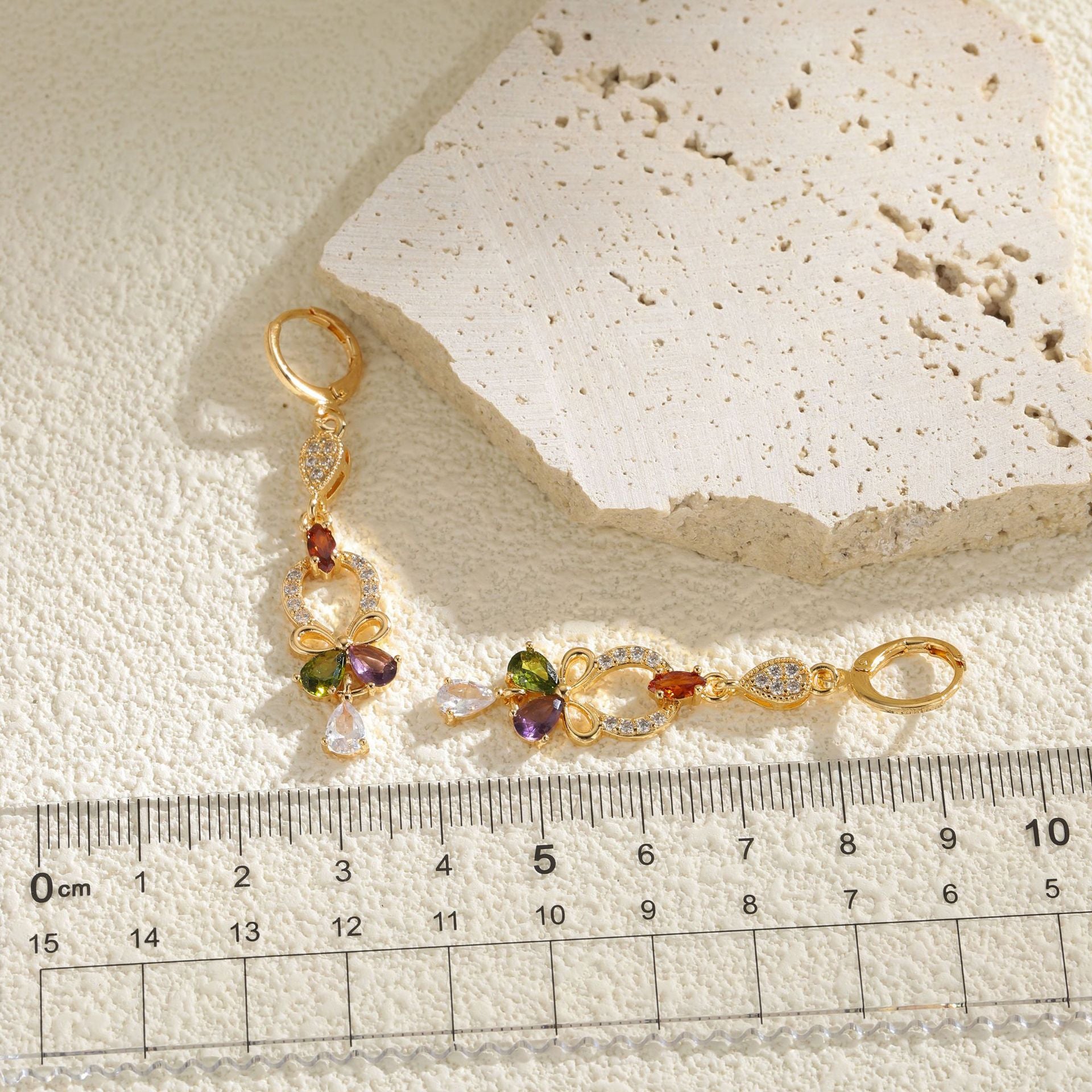 Bowknot Flower Copper Zircon Inlay Earrings