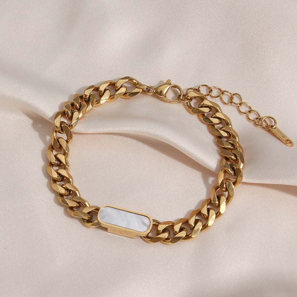 Green striped square bracelet