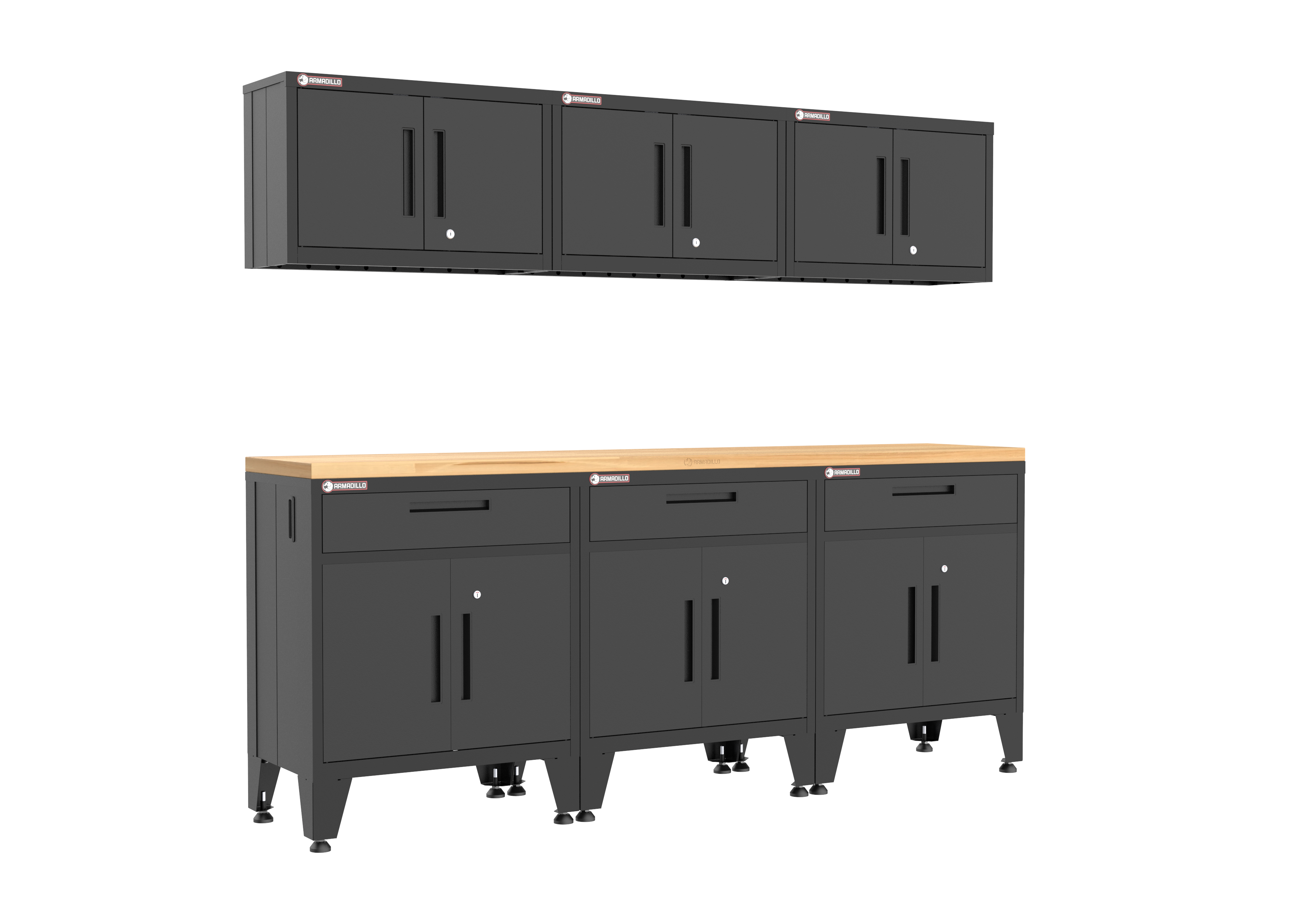 7-Piece Garage Cabinet Storage and Organization Set with Levelers in Black