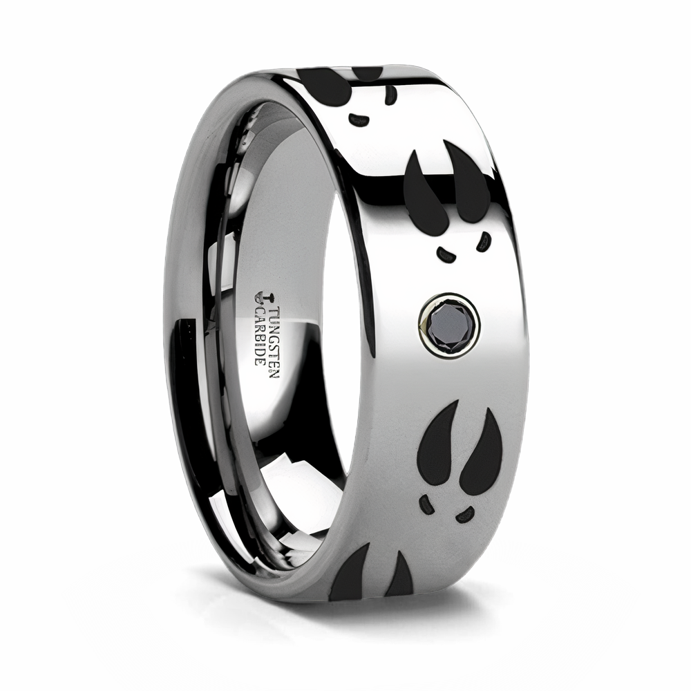 Deer Track Ring with Black Diamond