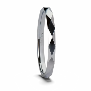 Diamond Faceted White Tungsten Ring - 2mm - Camo Ever After
