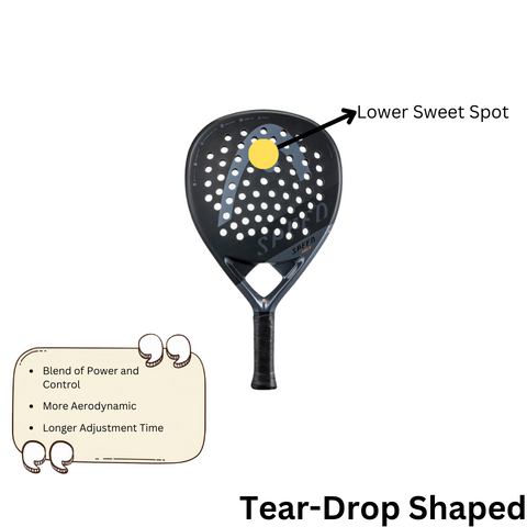 tear-drop shaped padel racket