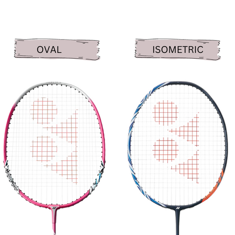 image comparing an isometric and oval badminton racket frame