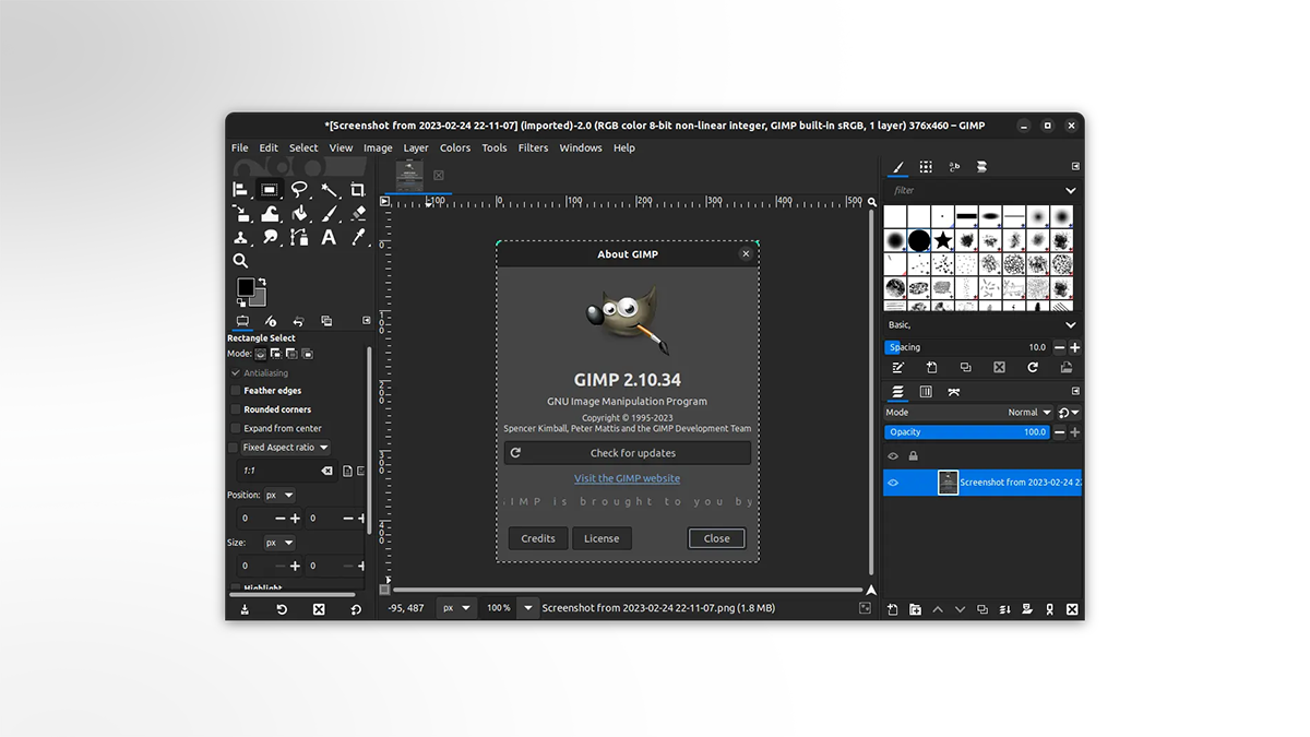 GIMP editor interface