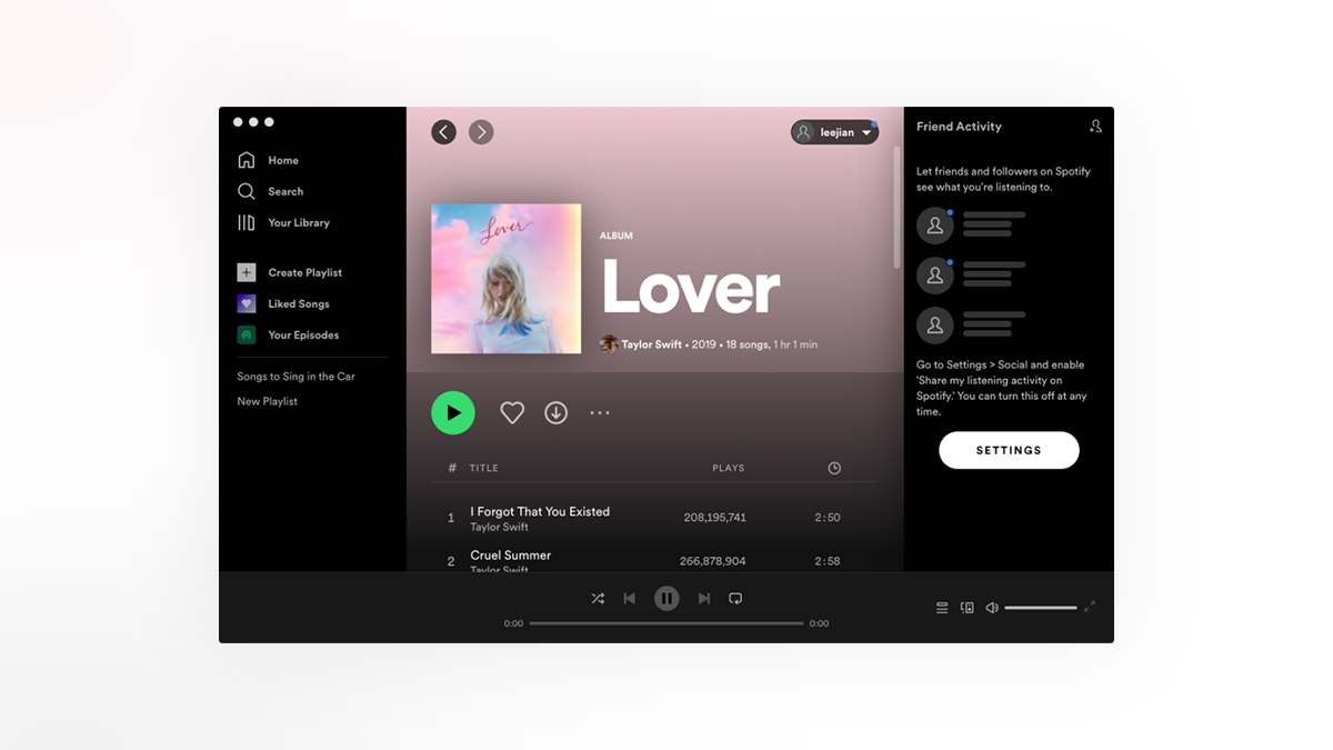 Spotify interface