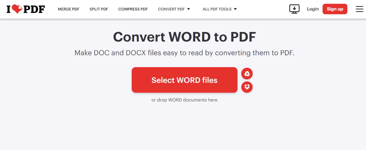 ILovePDF website interface