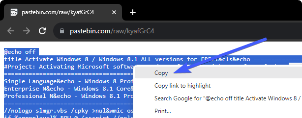 Copy Pastebin contents