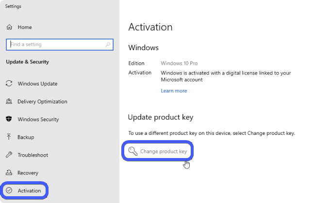 Change product key in Windows