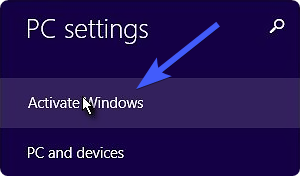 Activate Windows in PC settings