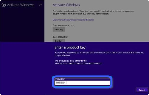 Enter a Windows product key