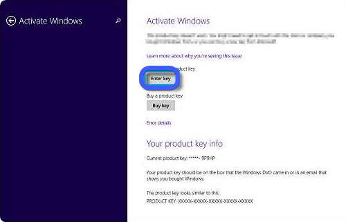 Enter Windows product key