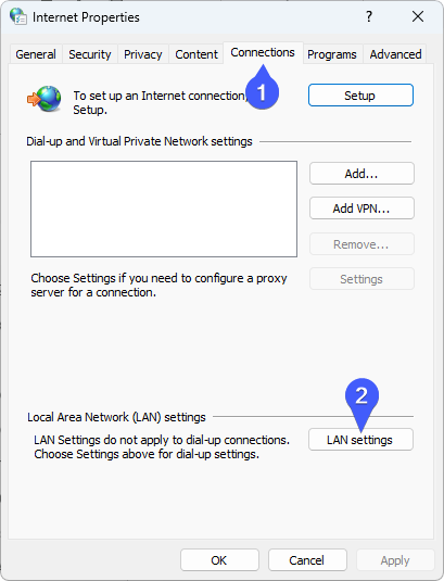 LAN settings