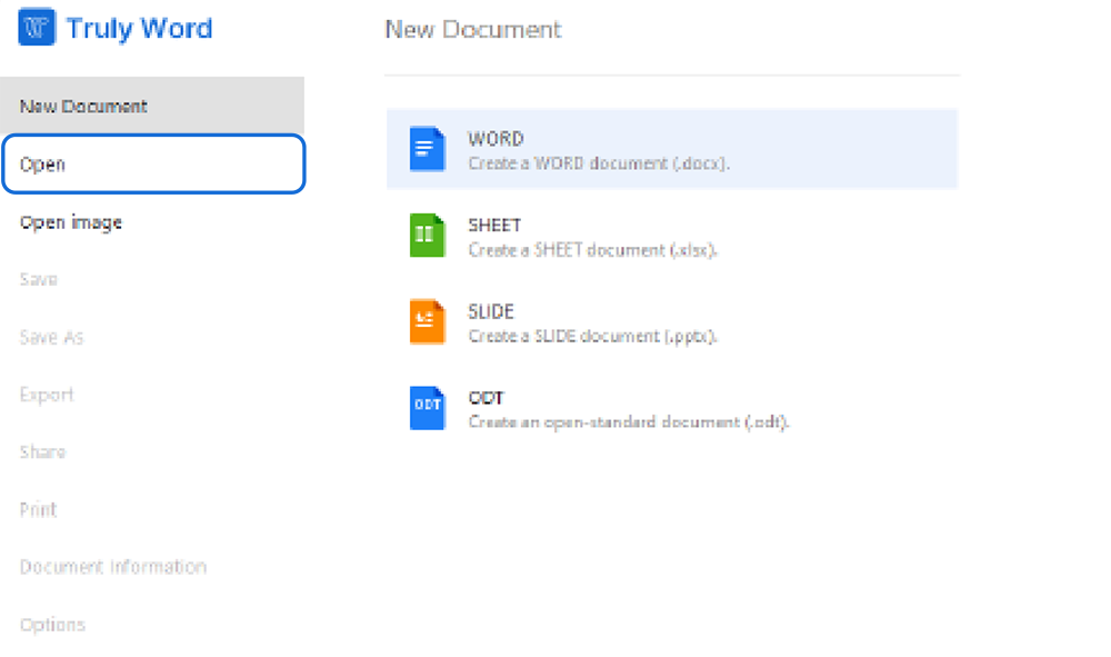 Open document in Truly Word