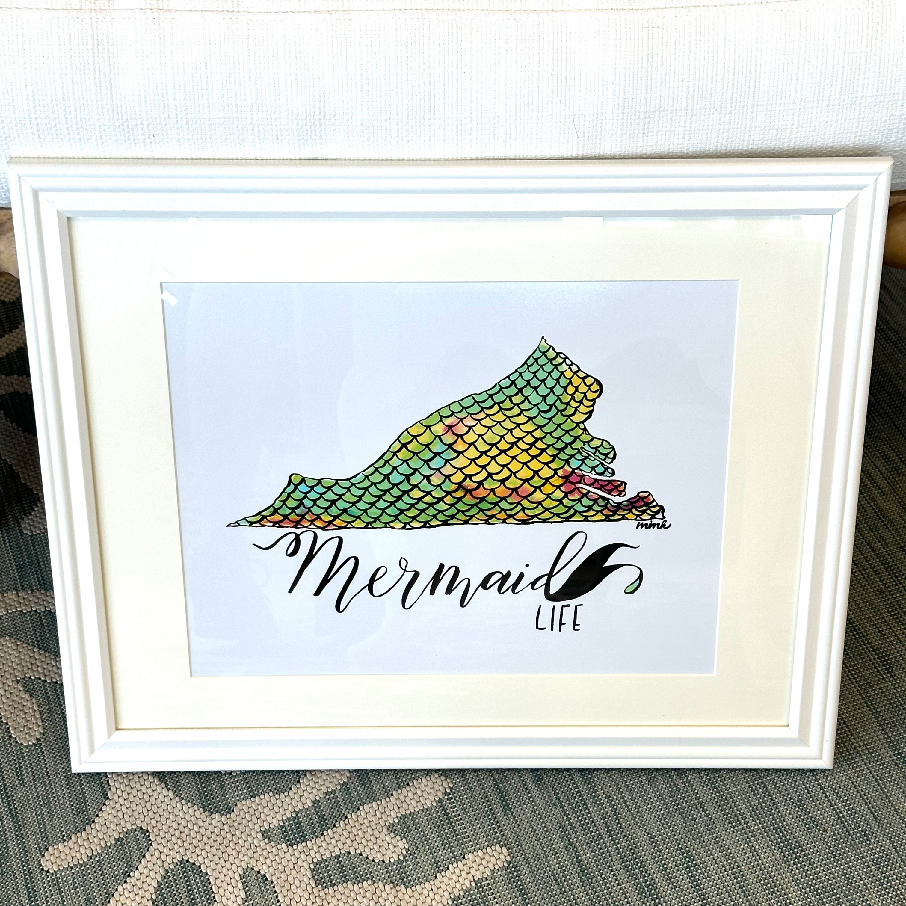 "Virginia Beach" Virginia Mermaid Scales Framed Print- Assorted Sizes