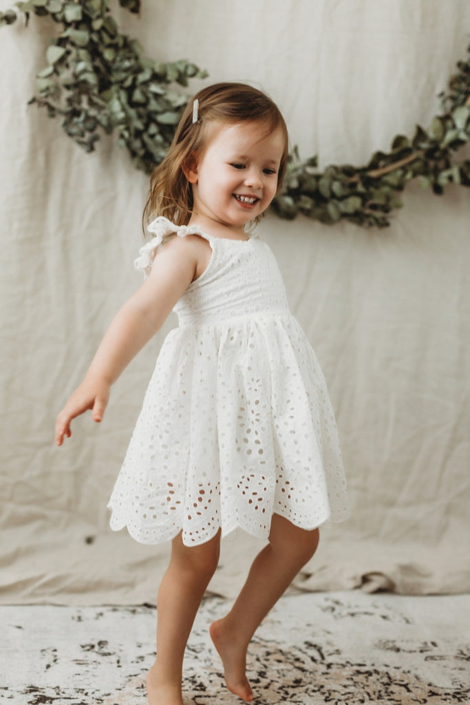 white toddler dress