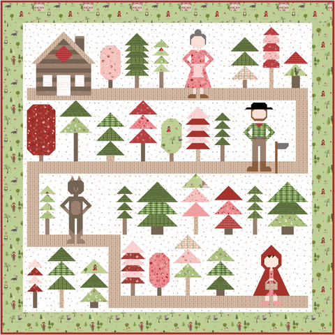 THROUGH THE WOODS QUILT KIT GREEN BORDER IMAGE