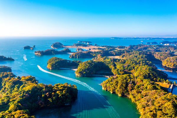 A panoramic view of Matsushima Bay in early autumn