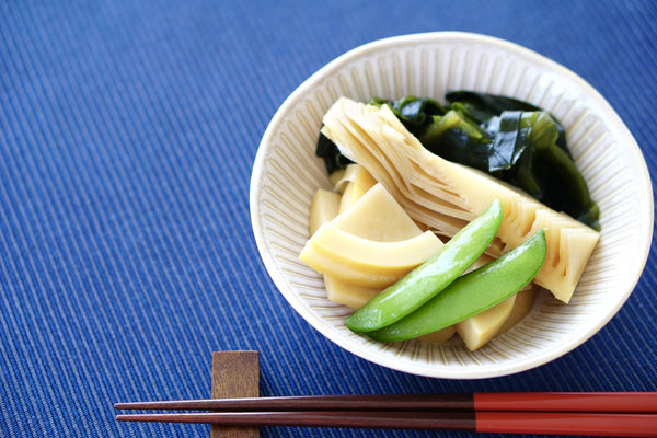 Fresh bamboo shoots eaten as appetisers in a Japanese meal
