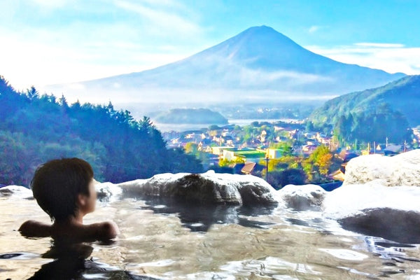 Mount Fuji from an onsen hot spring bath