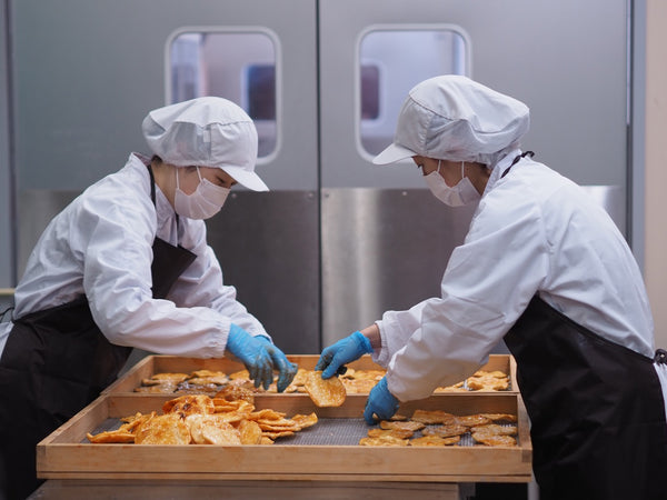 Rice crackers carefully hand-baked by artisans