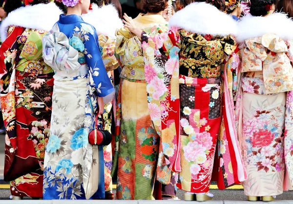 Young women in colourful furisode