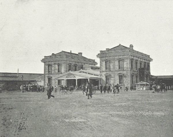 A photo taken in the 19th-century of the former Shimbashi Station, Tokyo.