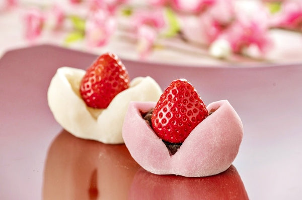 Ichigo daifuku are traditional Japanese sweets with strawberries wrapped in mochi