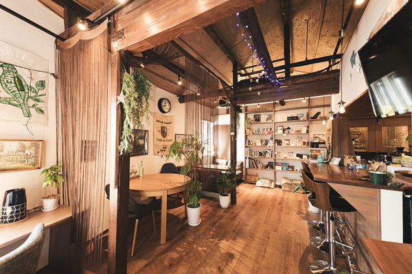 The interior of a typical cafe in Japan