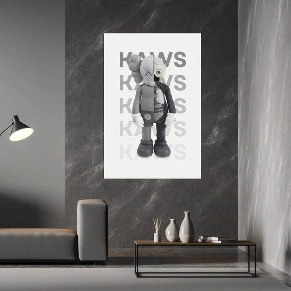 Tableau pop art kaws noir et blanc